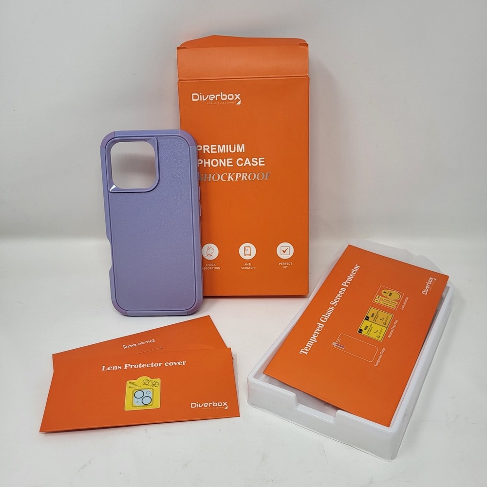 Diverbox Premium Phone Case For Iphone 16 Pro‎ Light Purple Shockproof Anti...